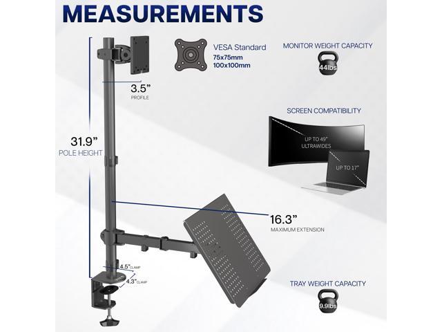 VIVO Laptop & Ultrawide Monitor Mount Extra Tall Adjustable Stand fits 1 Screen up to 49'