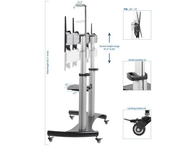 VIVO Ultra Heavy Duty Mobile Cart Dual TV Stand Fits Two 32' to 70' Screens