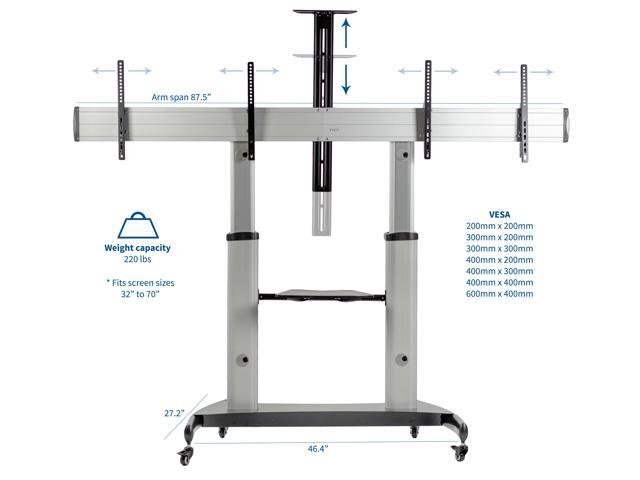VIVO Ultra Heavy Duty Mobile Cart Dual TV Stand Fits Two 32' to 70' Screens