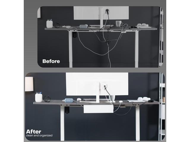 VIVO White Under Desk 17' Cable Management Tray, Wire Organizer, Cord Holder