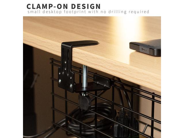 VIVO Black Clamp-on Dual Under Desk Cable Management Tray Organizers (2 Pack)