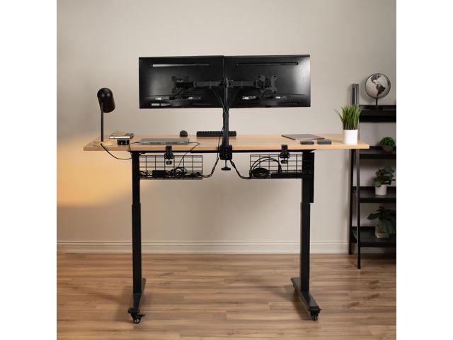 VIVO Black Clamp-on Dual Under Desk Cable Management Tray Organizers (2 Pack)