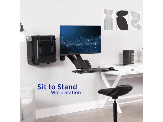 VIVO Premium Single Monitor & Keyboard Sit-Stand Wall Mount and CPU Holder