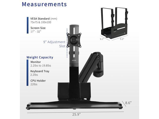 VIVO Premium Single Monitor & Keyboard Sit-Stand Wall Mount and CPU Holder