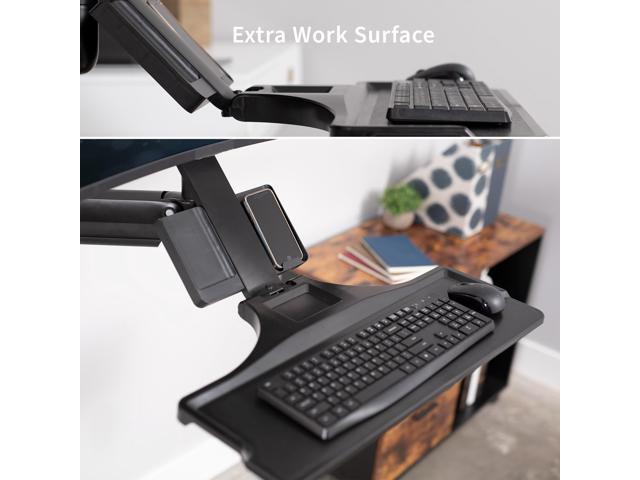 VIVO Premium Single Monitor & Keyboard Sit-Stand Wall Mount and CPU Holder