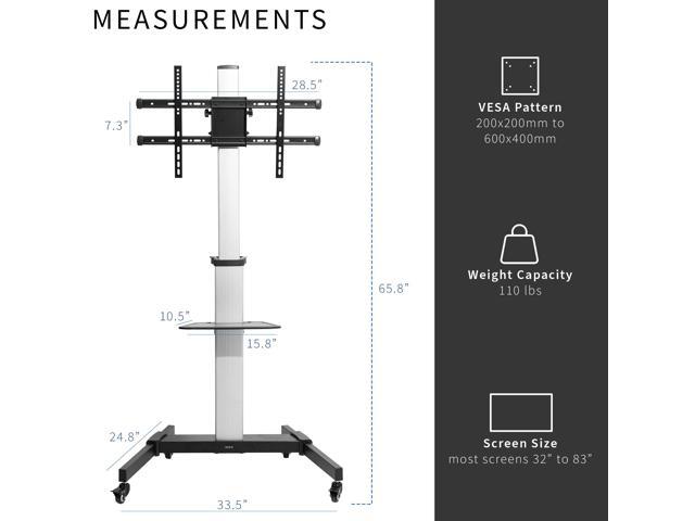 VIVO Heavy Duty TV Cart for Flat Screen Panel Mobile Stand fits 32' to 83'