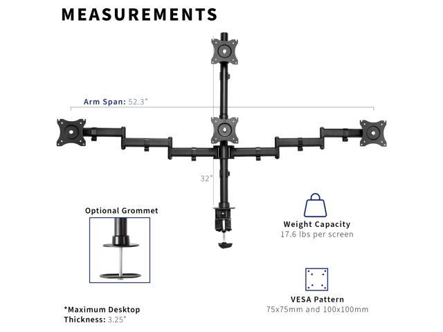 VIVO Quad Monitor Heavy Duty Desk Mount 3 + 1, Holds Computer Screens up to 24'