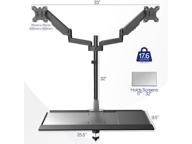VIVO Black Dual Monitor Sit-Stand Desk Mount Holds 2 Screens 17' to 32'