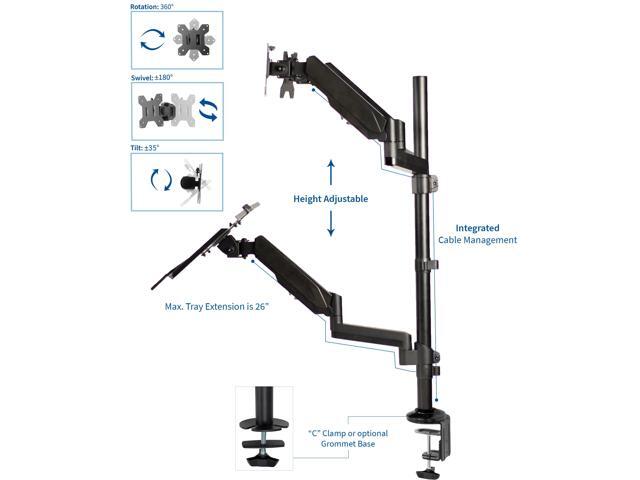 VIVO Black Dual Monitor Sit-Stand Desk Mount Holds 2 Screens 17' to 32'