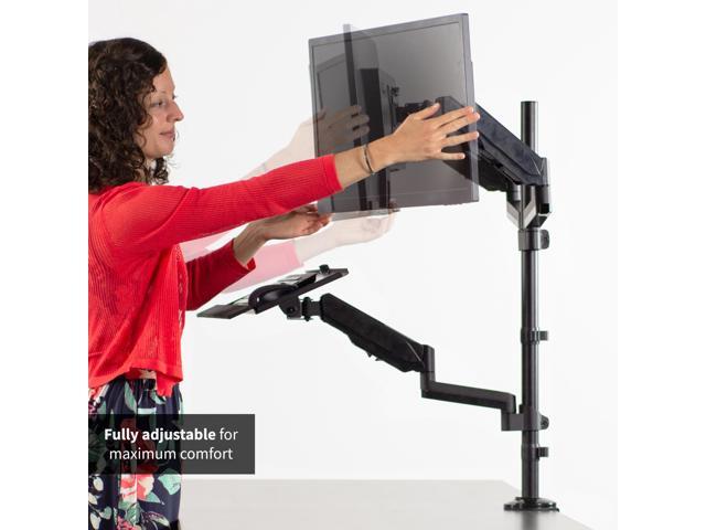 VIVO Black Dual Monitor Sit-Stand Desk Mount Holds 2 Screens 17' to 32'