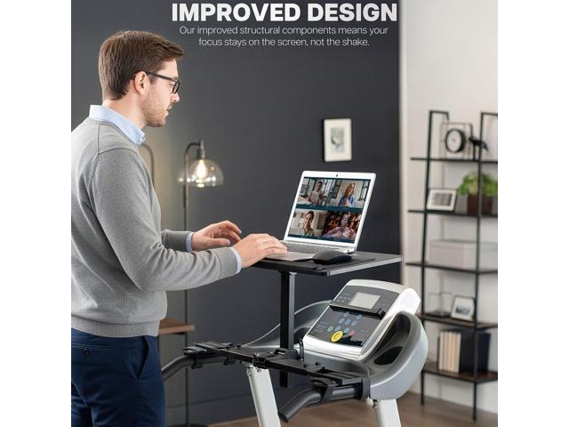 VIVO Height Adjustable Tilting Laptop Desk for Treadmills, Wooden Notebook Tray