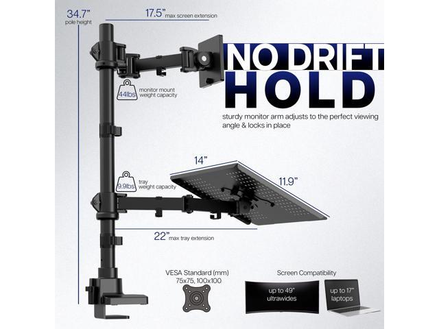VIVO Single Ultrawide Monitor and Laptop Extra Tall Desk Mount, Up to 49' Screen