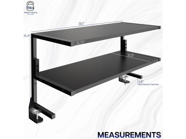 VIVO Black Clamp-on 30' Above or Below Desk 2-Tier Shelving Unit, Desk Organizer