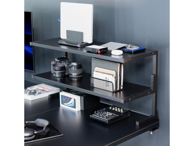 VIVO Black Clamp-on 30' Above or Below Desk 2-Tier Shelving Unit, Desk Organizer