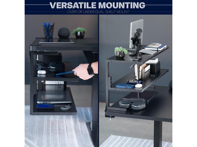 VIVO Black Clamp-on 30' Above or Below Desk 2-Tier Shelving Unit, Desk Organizer