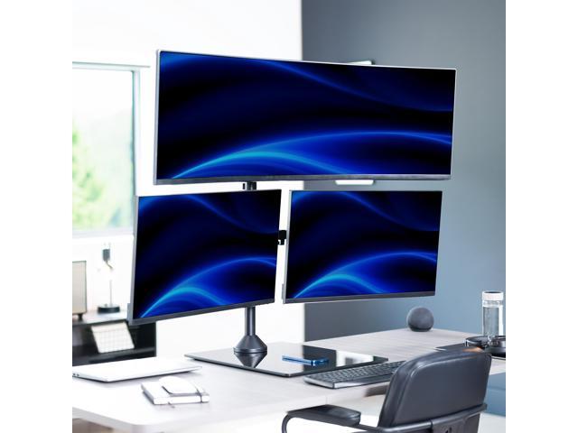 VIVO Triple Monitor Glass Base Desk Stand, 1 Ultrawide to 49', 2 Standard to 27'