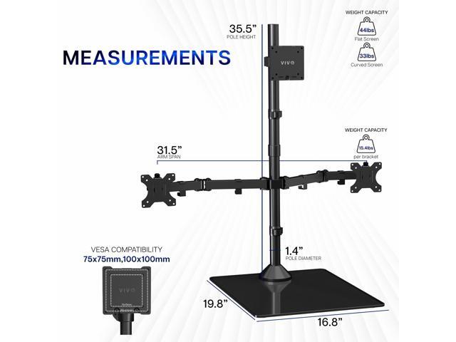 VIVO Triple Monitor Glass Base Desk Stand, 1 Ultrawide to 49', 2 Standard to 27'