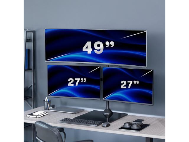 VIVO Triple Monitor Glass Base Desk Stand, 1 Ultrawide to 49', 2 Standard to 27'