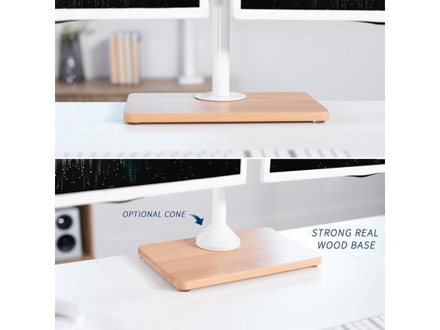 VIVO Dual Monitor Adjustable Mount w/ Wood Base, Fits Computer Screens up to 32'