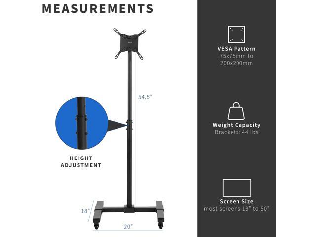 VIVO Mobile 13' to 50' TV Floor Stand, Height Adjustable Mount w/ Wheels