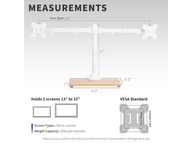 VIVO Dual Monitor Adjustable Mount w/ Wood Base, Fits Computer Screens up to 32'