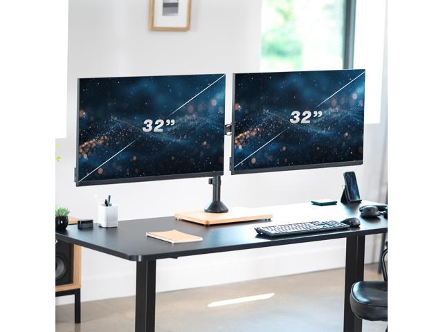 VIVO Dual Monitor Adjustable Mount w/ Wood Base, Fits Computer Screens up to 32'