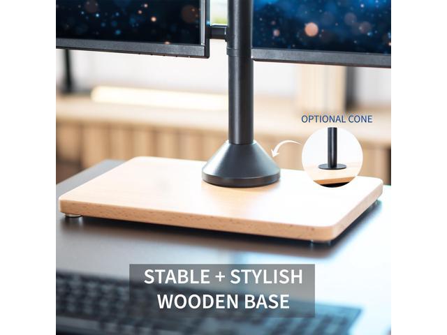 VIVO Dual Monitor Adjustable Mount w/ Wood Base, Fits Computer Screens up to 32'