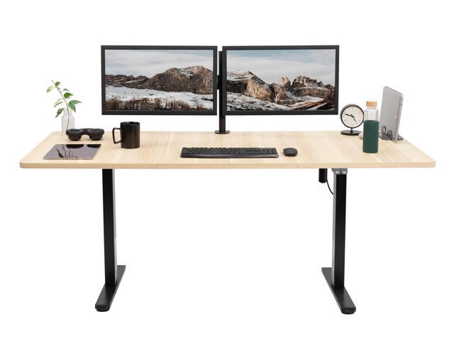VIVO Electric 71 x 30 Stand Up Desk Workstation, Light Wood Top, Black Frame