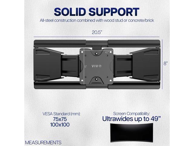 VIVO Low Profile Telescoping Ultrawide Monitor Wall Mount for Up to 49' Screens