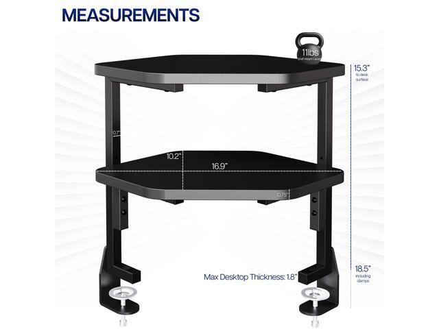 VIVO Black Corner Clamp-on 17' Above or Below Desk 2-Tier Shelving Organizer