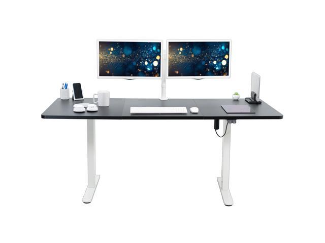 VIVO Electric 71 x 30 Stand Up Desk Workstation, Black Top, White Frame
