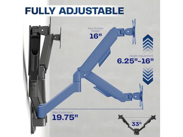 VIVO Mechanical Spring Arm Dual Monitor Wall Mount 17' - 32' Computer Screens