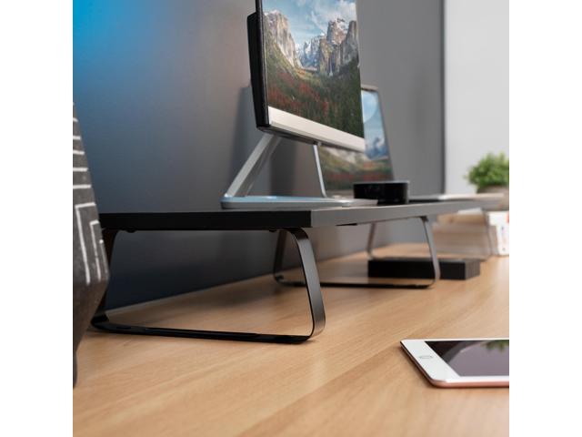 VIVO Black Wood 39' Wide Desktop Stand Ergonomic TV Monitor Riser Desk Organizer
