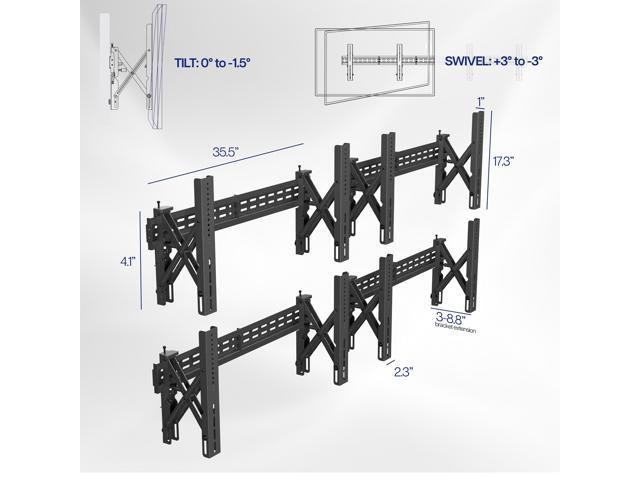 VIVO Pop-Out Video Wall Mounts, Fits 4 TV Screens 37 to 90 inches, 4 Mounts