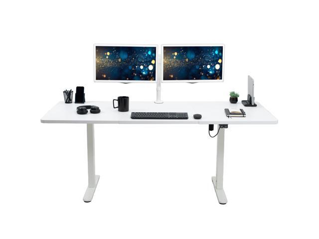 VIVO Electric 71 x 30 Stand Up Desk Workstation, White Top, White Frame
