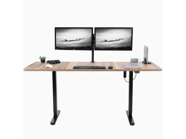 VIVO Electric 71 x 30 Stand Up Desk Workstation, Reclaimed Wood Top, Black Frame