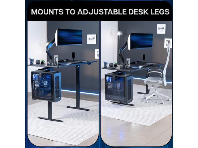 VIVO Steel Adjustable Clamp-on Desk Leg Large PC Mount, Computer Case CPU Holder