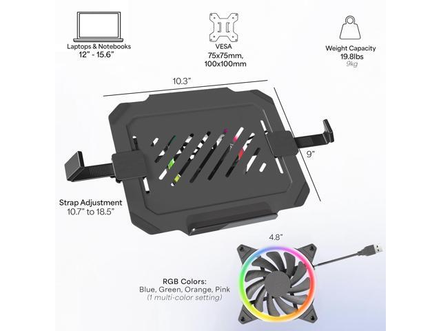 VIVO Universal Adjustable 12' - 15.6' Laptop Computer Notebook Tray with RGB Fan