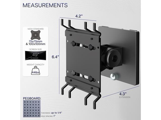 VIVO Single Ultrawide Monitor Pegboard Panel Mount, Fits up to 49' Screens