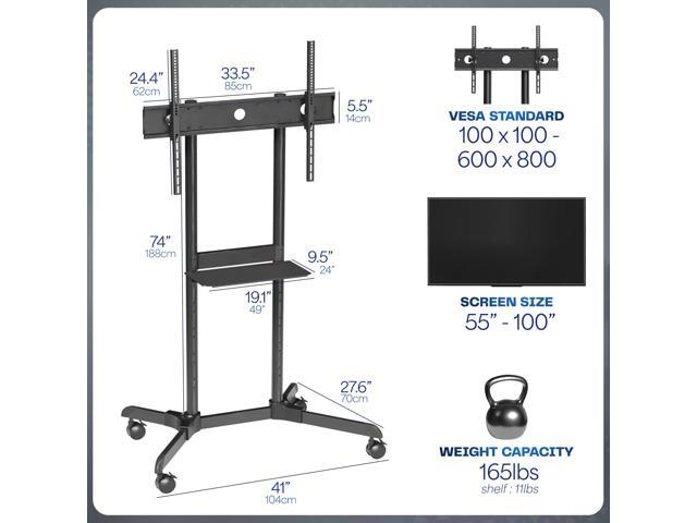 VIVO Mobile TV Cart for 55' to 100' LCD LED Plasma Flat Panel Stand w/Wheels