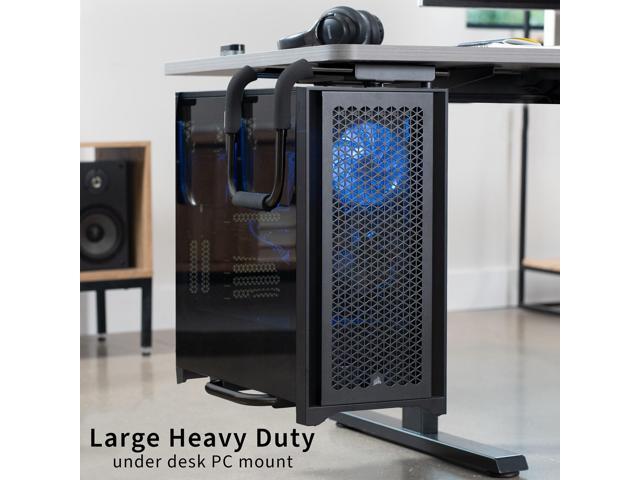 VIVO Large Heavy Duty Adjustable Under-Desk PC Mount, Black Computer Case Holder