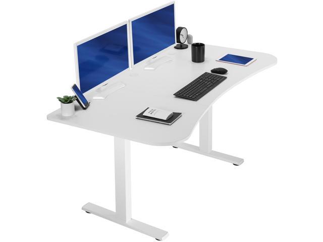 VIVO Electric 63 x 32 Stand Up Desk, White Table Top, White Frame