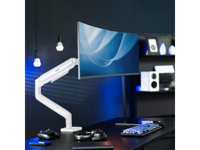 VIVO White Mechanical Arm Computer Monitor Desk Mount, Fits Ultrawides up to 49'
