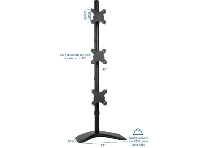 VIVO Triple Monitor Desk Stand/Mount Free Standing Vertical 3 Screens up to 27'