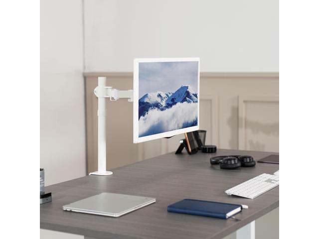 VIVO White Single Adjustable Monitor Desk Mount for 1 Computer Screen up to 38'