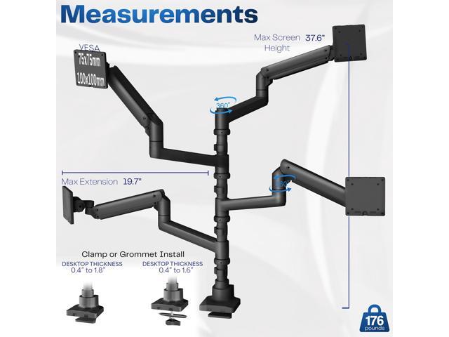 VIVO Pneumatic Quad Ultrawide Computer Monitor Desk Mount for Screens upto 49'