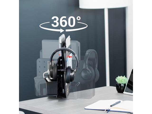 VIVO Steel Clamp-on Rotating Pegboard with Laptop Holder, Magnetic Organizer
