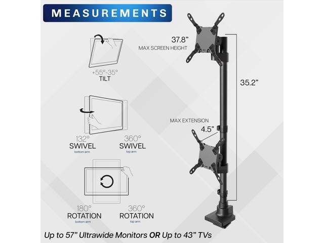 VIVO Dual Vertically Stacked Ultra-Wide Monitor Desk Mount for up to 57' Screens