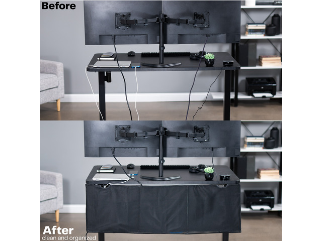 VIVO Black Under Desk Privacy & Cable Management Sleeve Panel 48' Kit
