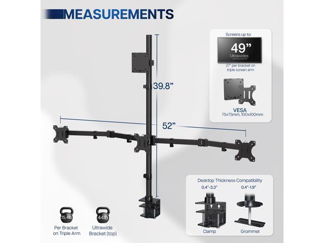VIVO Quad Computer Monitor Desk Mount, 1 Ultrawide to 49', 3 Standard to 27'